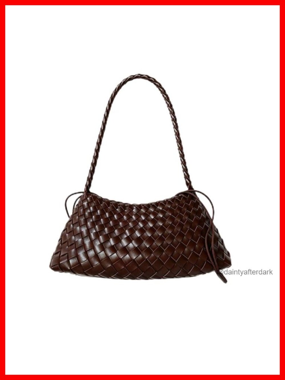 PU Leather Woven Hobo Shoulder Bag Drawstring Tote Purse